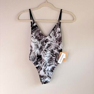 New Pacsun Reef Black & White One-Piece Reversible Swimsuit xs